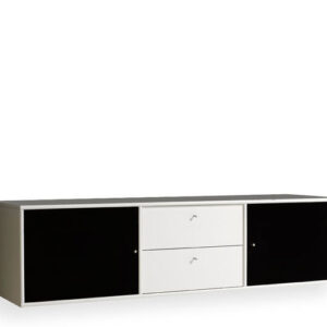 Hammel Mistral AV reol - snehvid Korpus 2 Sort stoflåge 2 hvid skuffe