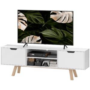 Tv-skab med skuffer og åbne hylder, mdf, 150x39x50 cm, hvid